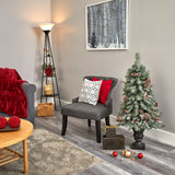 4’ Frosted Pine, Pinecone and Berries Artificial Christmas Tree with 100 Clear LED Lights in Decorative Urn-Christmas Tree-Parc Decor