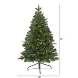 4’ Grand Teton Spruce Flat Back Artificial Christmas Tree with 90 Clear LED Lights and 369 Bendable Branches-Christmas Tree-Parc Decor