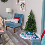 4’ Grand Teton Spruce Flat Back Artificial Christmas Tree with 90 Clear LED Lights and 369 Bendable Branches-Christmas Tree-Parc Decor