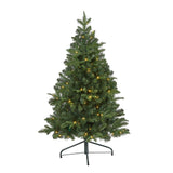 4’ Grand Teton Spruce Flat Back Artificial Christmas Tree with 90 Clear LED Lights and 369 Bendable Branches-Christmas Tree-Parc Decor