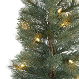4’ Green Pine Artificial Christmas Tree with 70 Warm White Lights Set in a Burlap Base-Christmas Tree-Parc Decor