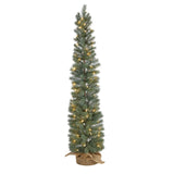 4’ Green Pine Artificial Christmas Tree with 70 Warm White Lights Set in a Burlap Base-Christmas Tree-Parc Decor