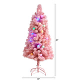 4’ Holiday Frosted Pink Cashmere Christmas Tree with 30 Jumbo Multicolored Globe LED Lights-Christmas Tree-Parc Decor