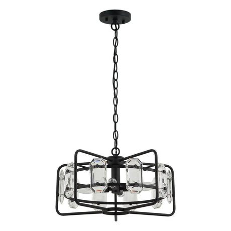 4-Light Golden or Black Modern Crystal Island Pendant Light