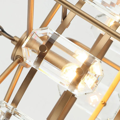4-Light Golden or Black Modern Crystal Island Pendant Light