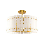 4-Light Modern Drum Marble Semi Flush Mount Ceiling Light
