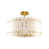 4-Light Modern Drum Marble Semi Flush Mount Ceiling Light