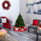 4’ North Carolina Mixed Pine Artificial Christmas Tree with 130 Warm White LED Lights, 459 Bendable Branches and Pinecones-Christmas Tree-Parc Decor