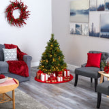 4’ North Carolina Mixed Pine Artificial Christmas Tree with 130 Warm White LED Lights, 459 Bendable Branches and Pinecones-Christmas Tree-Parc Decor