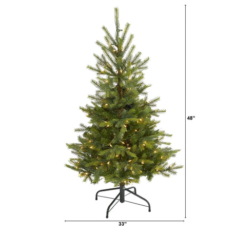 4’ North Carolina Spruce Artificial Christmas Tree with 100 Clear Lights and 207 Bendable Branches-Christmas Tree-Parc Decor