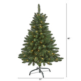 4’ Northern Rocky Spruce Artificial Christmas Tree with 100 Clear Lights and 268 Bendable Branches-Christmas Tree-Parc Decor