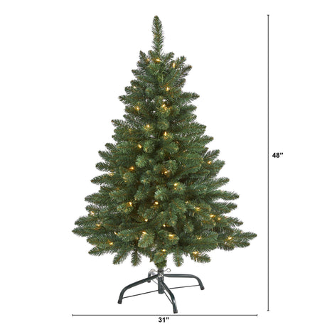 4’ Northern Rocky Spruce Artificial Christmas Tree with 100 Clear Lights and 268 Bendable Branches-Christmas Tree-Parc Decor