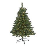 4’ Northern Rocky Spruce Artificial Christmas Tree with 100 Clear Lights and 268 Bendable Branches-Christmas Tree-Parc Decor