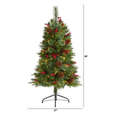 4’ Norway Mixed Pine Artificial Christmas Tree with 150 Clear LED Lights, Pine Cones and Berries-Christmas Tree-Parc Decor