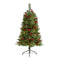 4’ Norway Mixed Pine Artificial Christmas Tree with 150 Clear LED Lights, Pine Cones and Berries-Christmas Tree-Parc Decor