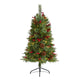 4’ Norway Mixed Pine Artificial Christmas Tree with 150 Clear LED Lights, Pine Cones and Berries-Christmas Tree-Parc Decor