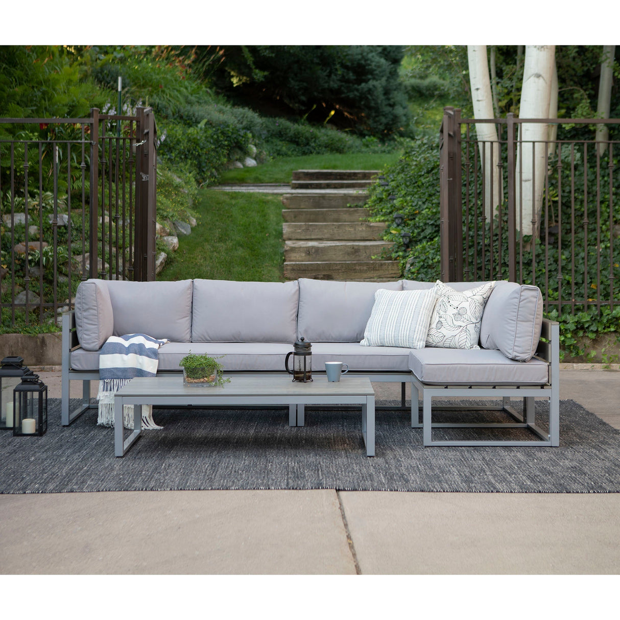 4-Piece Jane Outdoor Patio Conversation Set with Cushions-Outdoor-Parc Decor