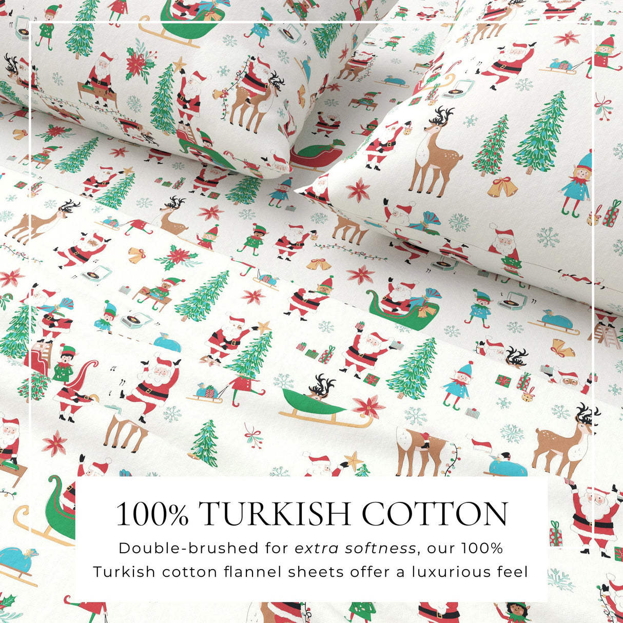4-Piece Turkish Cotton Christmas Flannel Sheet - Whittaker Collection-Sheets-Parc Decor