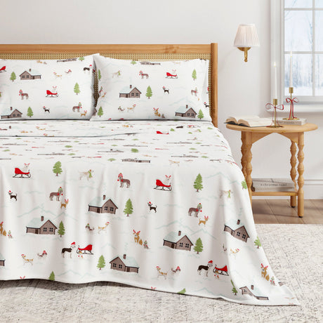 4-Piece Turkish Cotton Christmas Flannel Sheet - Whittaker Collection-Sheets-Parc Decor