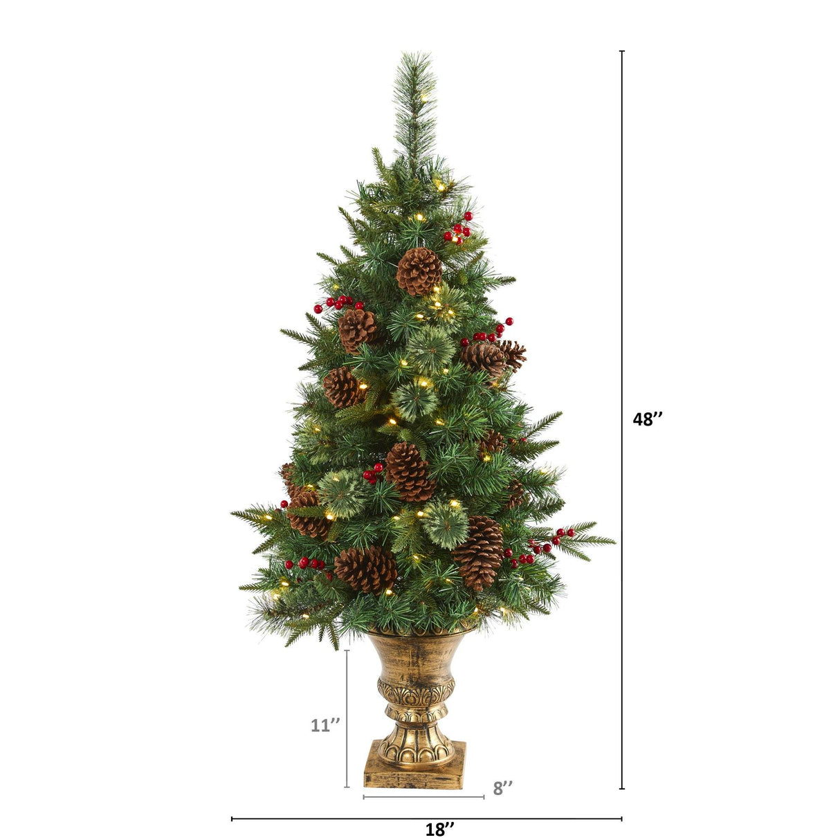 4’ Pine, Pinecone and Berries Artificial Christmas Tree in Decorative Urn-Christmas Tree-Parc Decor