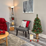 4’ Pine, Pinecone and Berries Artificial Christmas Tree with 100 Clear LED Lights in Decorative Urn-Christmas Tree-Parc Decor