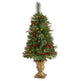4’ Pine, Pinecone and Berries Artificial Christmas Tree with 100 Clear LED Lights in Decorative Urn-Christmas Tree-Parc Decor