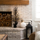 4’ Pre-Lit Halloween Black Twig Artificial Fall Tree in Burlap Planter with 63 Warm White LED Lights-Tree-Parc Decor