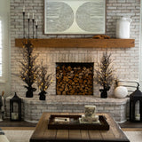 4’ Pre-Lit Halloween Black Twig Artificial Fall Tree in Burlap Planter with 63 Warm White LED Lights-Tree-Parc Decor