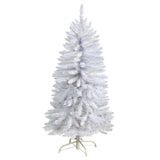 4’ Slim White Artificial Christmas Tree with 100 Warm White LED Lights and 293 Bendable Branches-Christmas Tree-Parc Decor