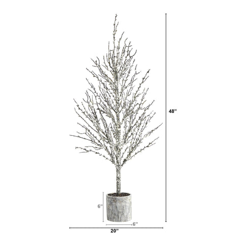 4’ Snowed Twig Artificial Christmas Tree in Decorative Planter-Christmas Tree-Parc Decor