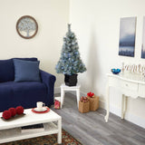 4' Snowy Mountain Pine Artificial Christmas Tree with 150 LED Lights and Decorative Planter-Christmas Tree-Parc Decor