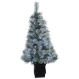 4' Snowy Mountain Pine Artificial Christmas Tree with 150 LED Lights and Decorative Planter-Christmas Tree-Parc Decor