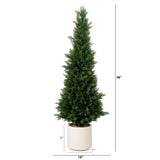 4’ UV Resistant Artificial Cedar Tree in Decorative White Planter (Indoor/Outdoor)-Tree-Parc Decor