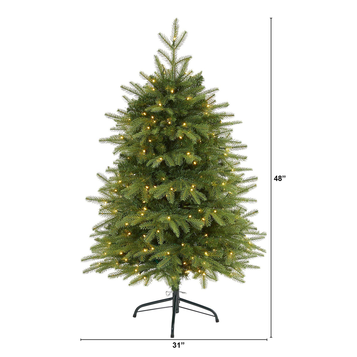 4’ Vancouver Fir “Natural Look” Artificial Christmas Tree with 250 Clear LED Lights and 814 Bendable Branches-Christmas Tree-Parc Decor