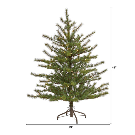 4’ Vancouver Mountain Pine Artificial Christmas Tree with 100 Clear Lights and 374 Bendable Branches-Christmas Tree-Parc Decor