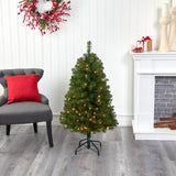 4’ Virginia Fir Artificial Christmas Tree with 100 Clear Lights and 223 Bendable Branches-Christmas Tree-Parc Decor