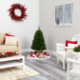 4’ Virginia Fir Artificial Christmas Tree with 100 Clear Lights and 223 Bendable Branches-Christmas Tree-Parc Decor