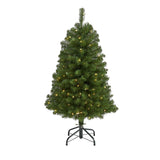 4’ Virginia Fir Artificial Christmas Tree with 100 Clear Lights and 223 Bendable Branches-Christmas Tree-Parc Decor
