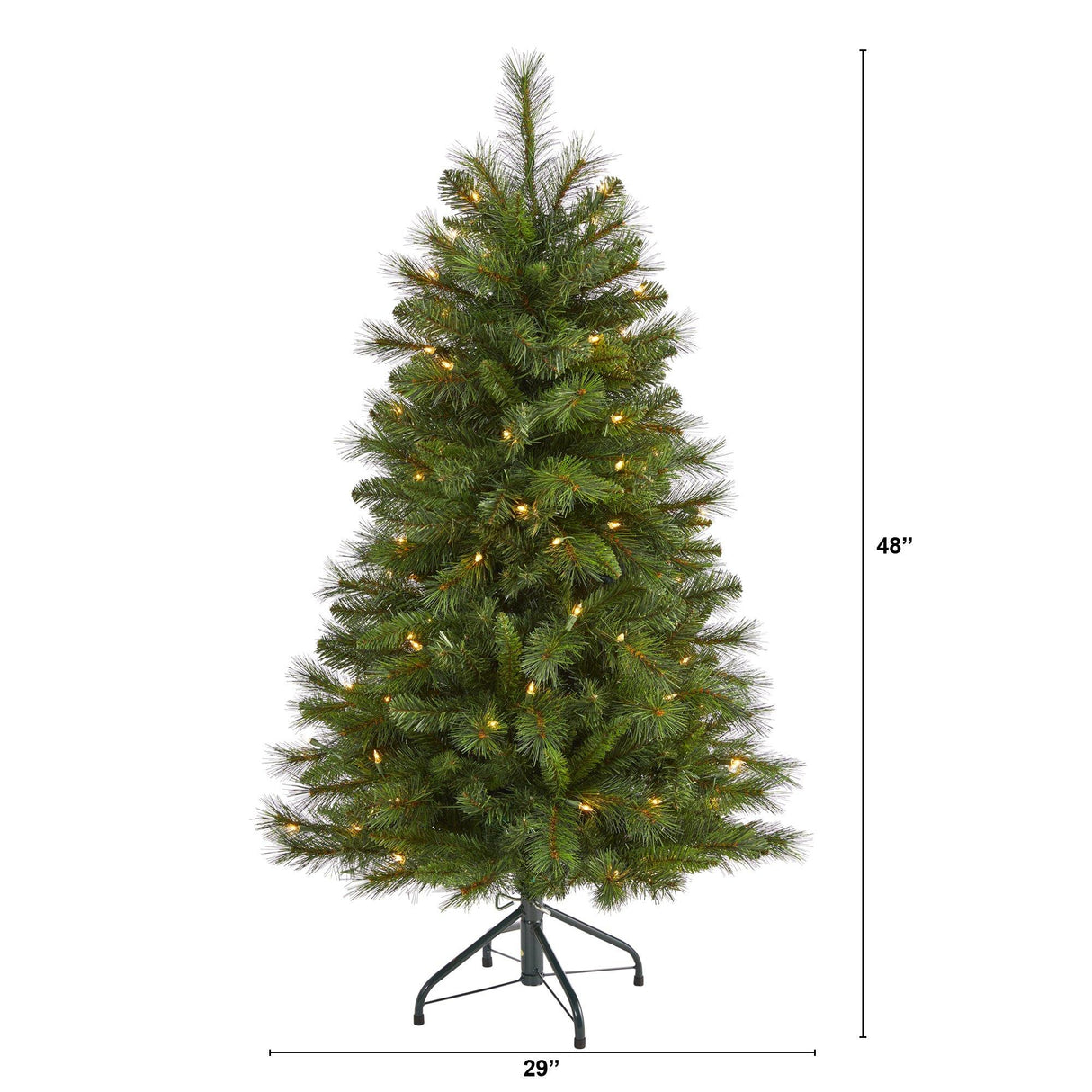 4’ West Virginia Mountain Pine Artificial Christmas Tree with 100 Clear Lights and 322 Bendable Branches-Christmas Tree-Parc Decor