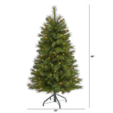 4’ West Virginia Mountain Pine Artificial Christmas Tree with 100 Clear Lights and 322 Bendable Branches-Christmas Tree-Parc Decor