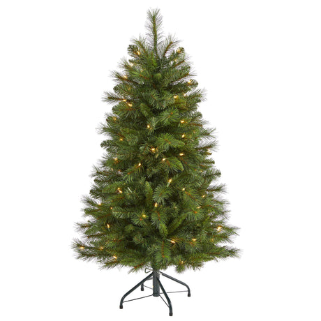4’ West Virginia Mountain Pine Artificial Christmas Tree with 100 Clear Lights and 322 Bendable Branches-Christmas Tree-Parc Decor