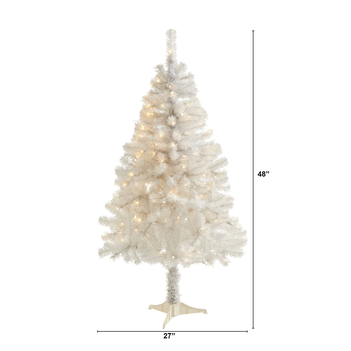 4' White Artificial Christmas Tree with 100 Clear LED Lights-Christmas Tree-Parc Decor