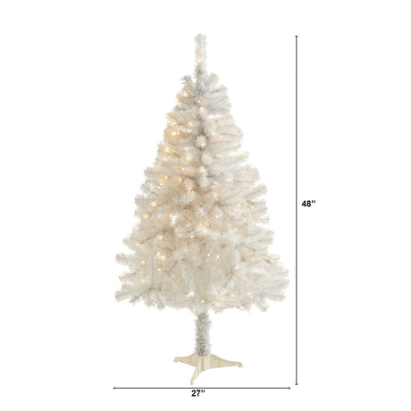 4' White Artificial Christmas Tree with 100 Clear LED Lights-Christmas Tree-Parc Decor