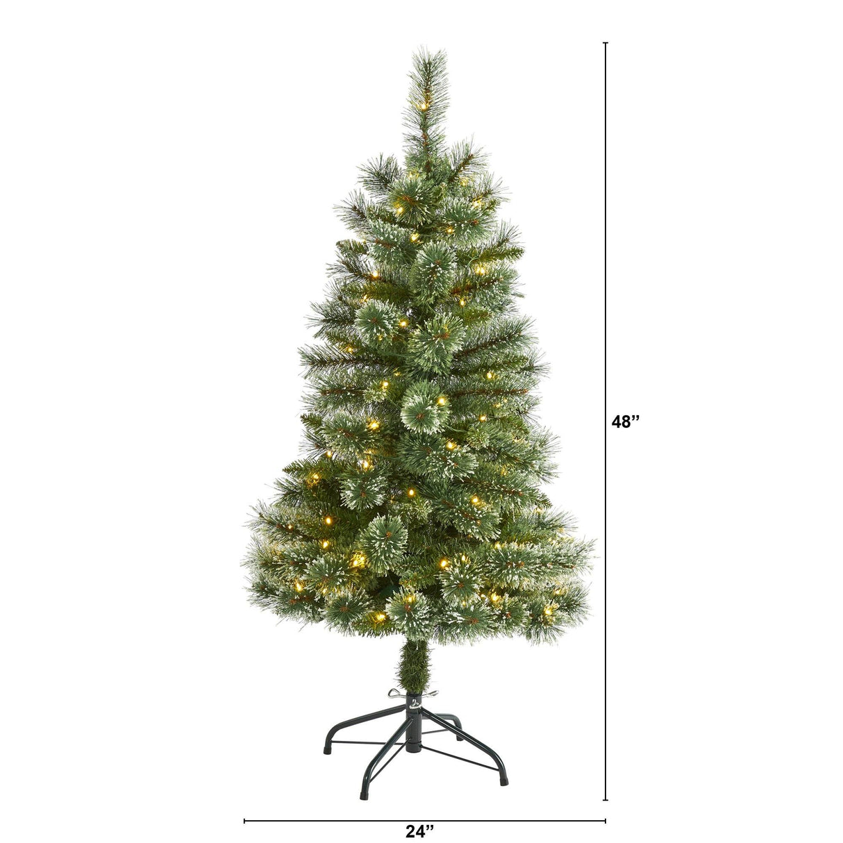 4’ Wisconsin Slim Snow Tip Pine Artificial Christmas Tree with 100 Clear LED Light-Christmas Tree-Parc Decor