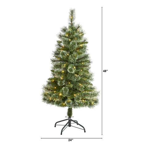 4’ Wisconsin Slim Snow Tip Pine Artificial Christmas Tree with 100 Clear LED Light-Christmas Tree-Parc Decor
