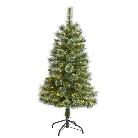 4’ Wisconsin Slim Snow Tip Pine Artificial Christmas Tree with 100 Clear LED Light-Christmas Tree-Parc Decor
