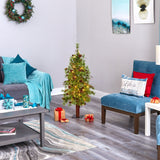 4' Wyoming Alpine Artificial Christmas Tree with 50 Clear (multifunction) LED Lights and Pine Cones on Natural Trunk-Christmas Tree-Parc Decor