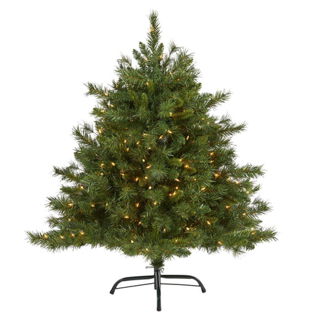 4’ Wyoming Mixed Pine Artificial Christmas Tree with 250 Clear Lights and 462 Bendable Branches-Christmas Tree-Parc Decor