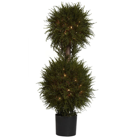 40” Cedar Double Ball Topiary w/Lights-Parc Decor