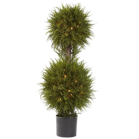40” Cedar Double Ball Topiary w/Lights-Parc Decor
